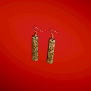 We The People - Wood Dangling Earrings